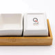 Utile 4 pc Ceramic Bowls and wood base Utile