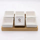 Utile 6pc Square Ceramic Bowls and wood base Utile