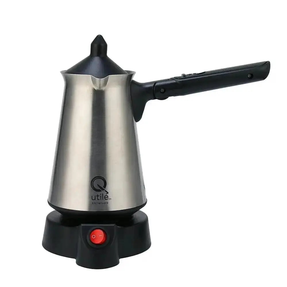 Utilé 20 oz Stainless Steel Electric Turkish Coffee Maker | 1-4 Cups 120V Electric Kettle | Cool-Touch Long Moveable Handle | Low Watt Turkish