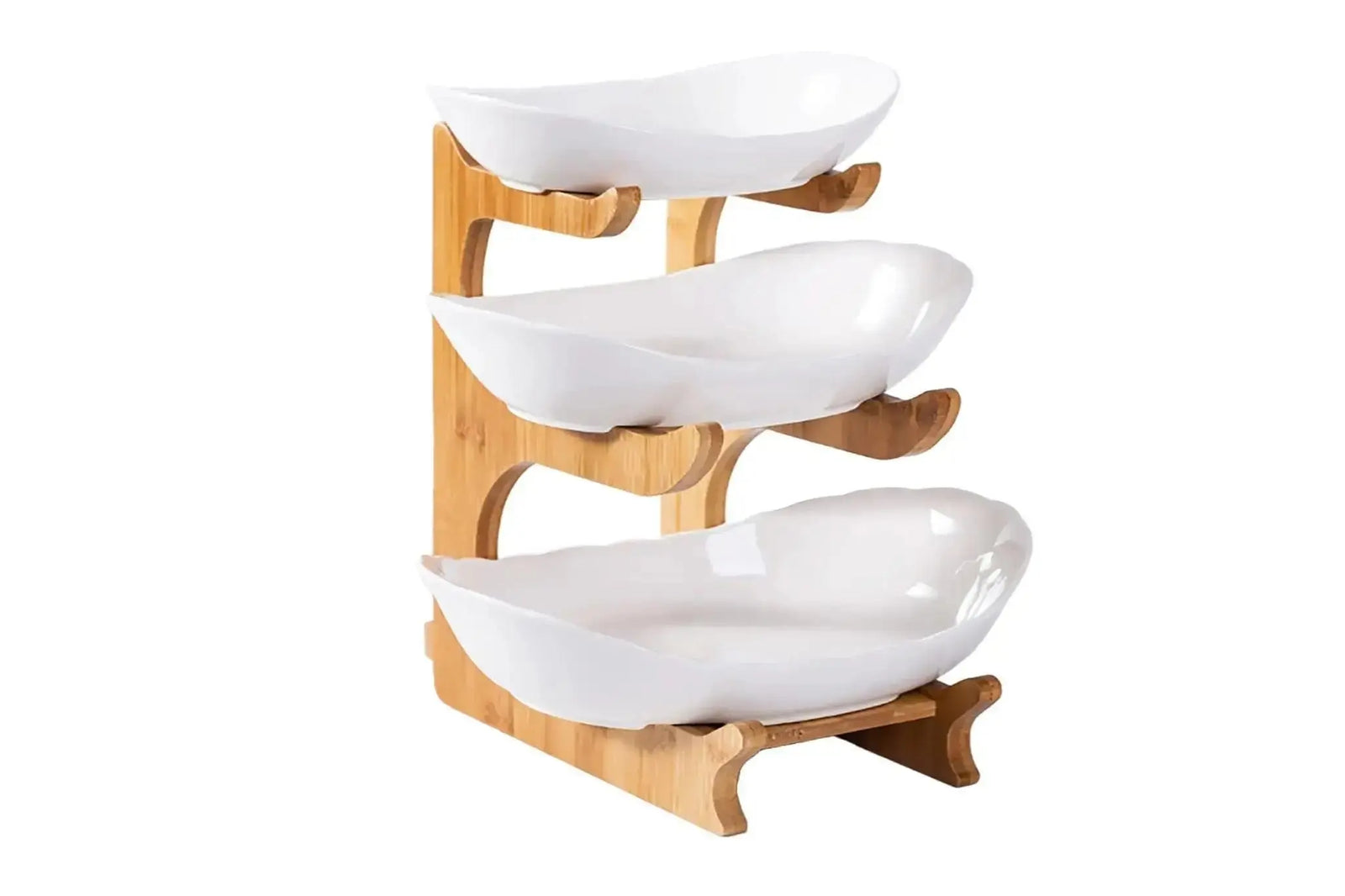 Utile 3 Tier White Bowl with wood rack Utile